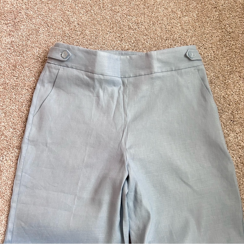 New with Tags Talbots Women’s Light Blue Linen Blend Wide Leg Pants Size 6P - Picture 3 of 8